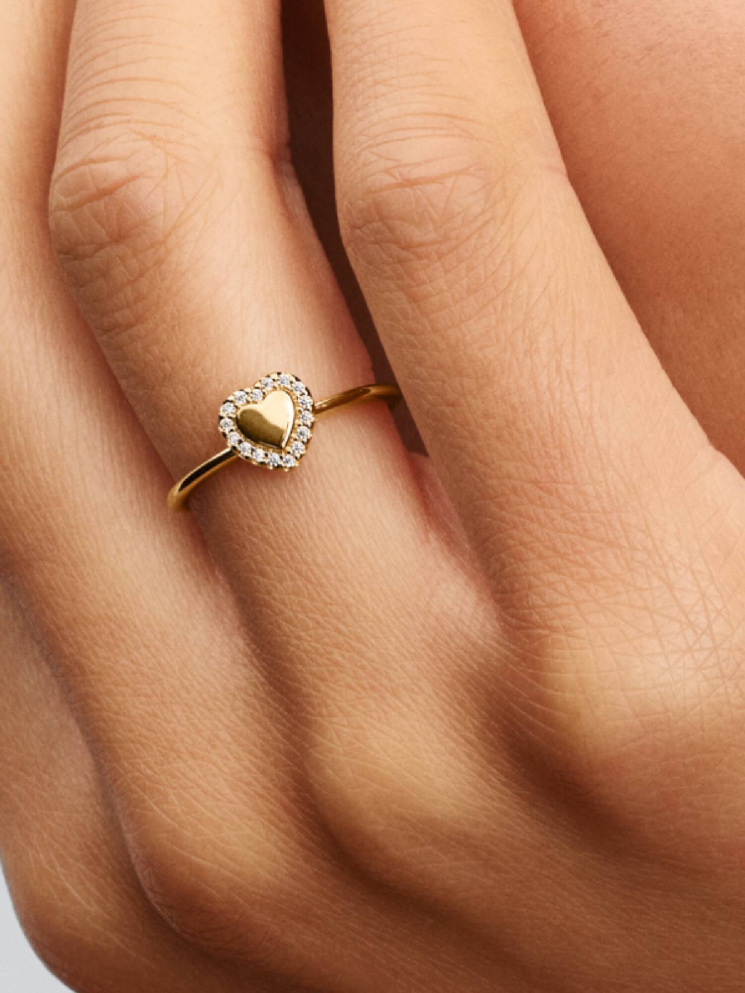 Bague Halo Cœur Gravable Dorée