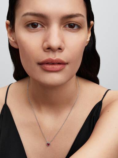 Collier Cœur Surélevé Rouge