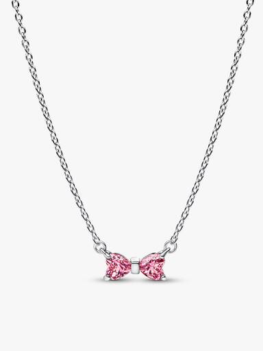 Parure Collier & Clous d'Oreilles Nœud Rose