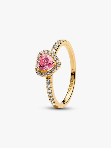 Bague Cœur Rose Surélevé Dorée