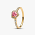 Bague Cœur Rose Surélevé Dorée Bague Cœur Rose Surélevé Dorée