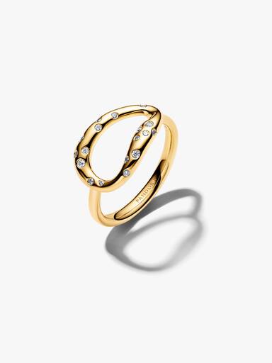 Bague XL Sertie de Forme Organique Dorée