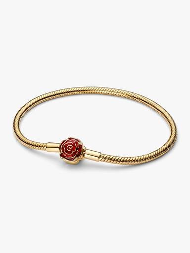 Bracelet Maille Serpent Disney La Belle et La Bête Rose Enchantée