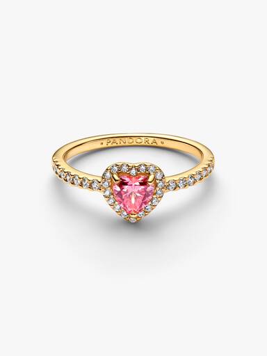 Bague Cœur Rose Surélevé Dorée