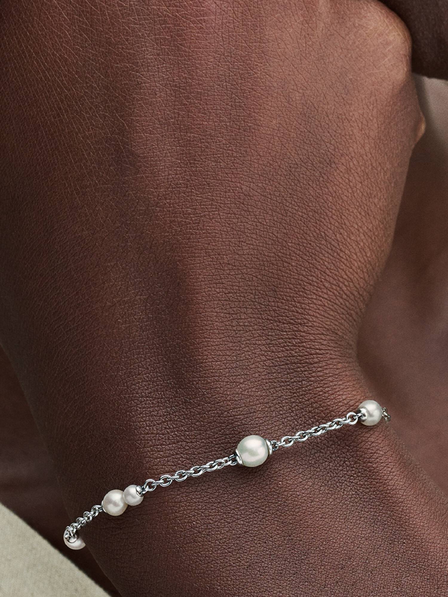 Bracelet Chaîne Station Perle de Culture d'Eau Douce Traitée