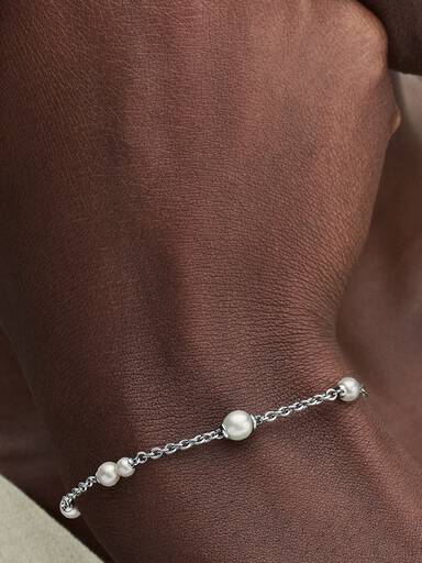 Bracelet Chaîne Station Perle de Culture d'Eau Douce Traitée
