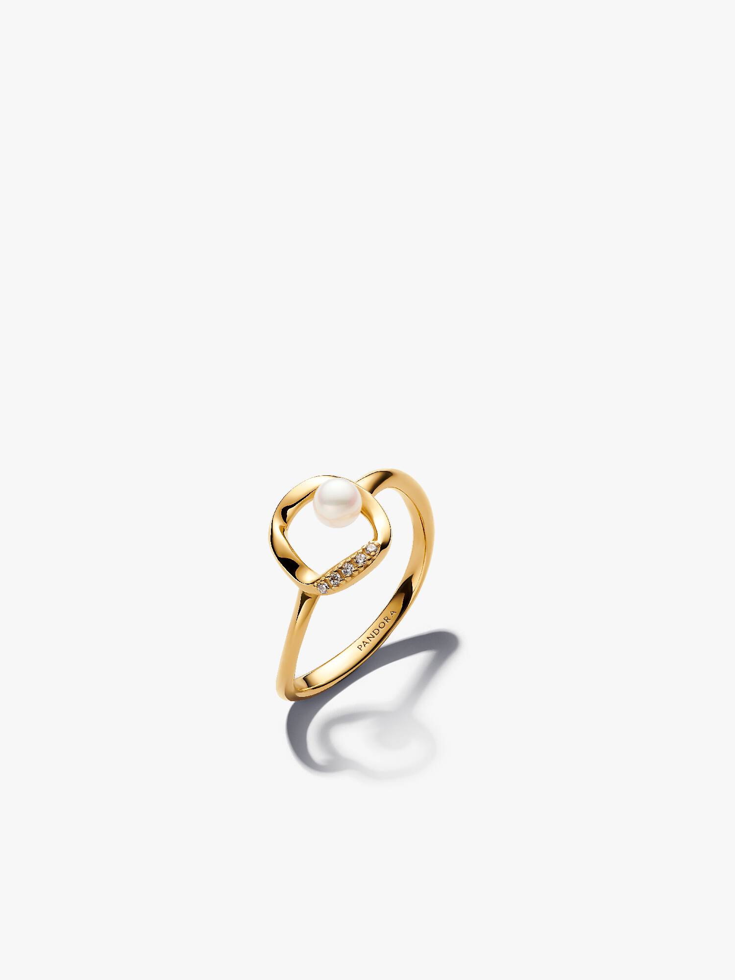 Bague Cercle Pavé de Forme Organique & Perle de Culture d'Eau Douce Traitée
