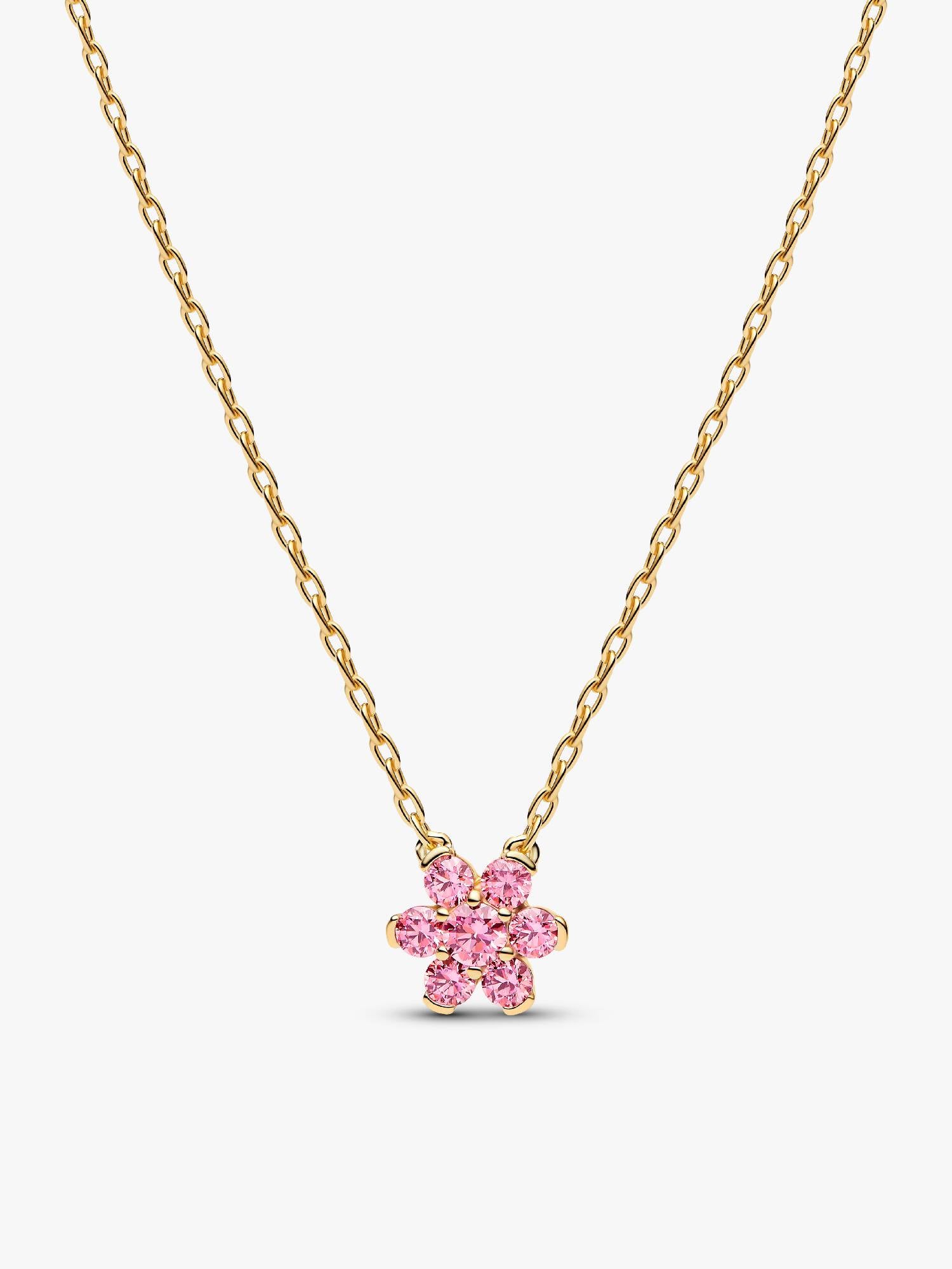 Collier à Pendentif Fleur Rose Scintillante