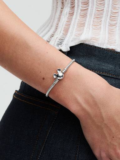 Bracelet Disney Maille Serpent Fermoir Mickey Pandora Moments