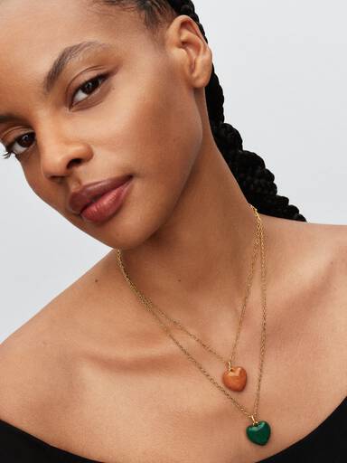 Charm Pendant Cœur Bombé Orange