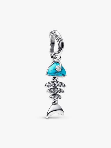 Charm Pendant Arête de Poisson Turquoise