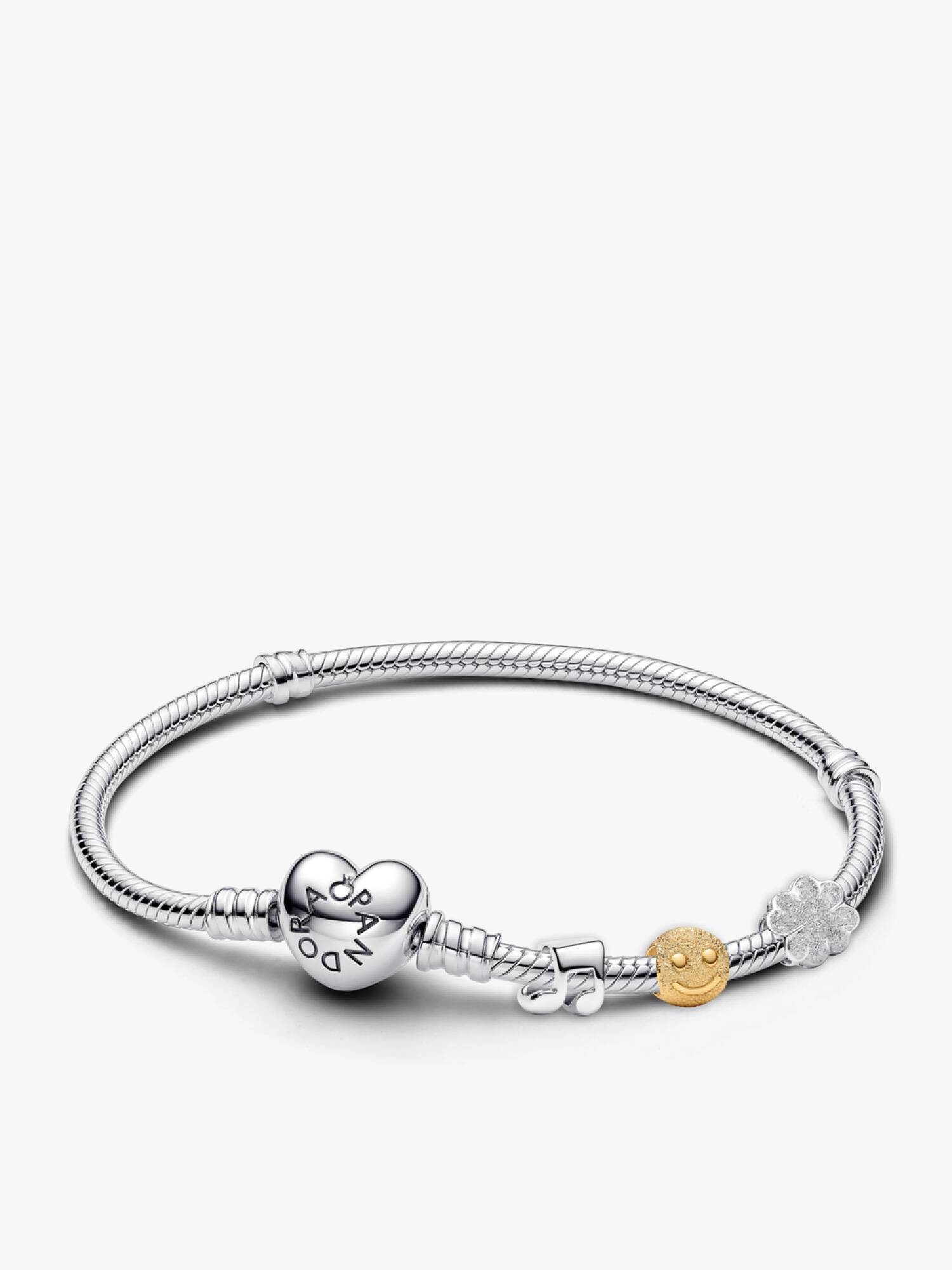 Coffret Cadeau Bracelet avec Charms Note de Musique, Visage Souriant et Trèfle