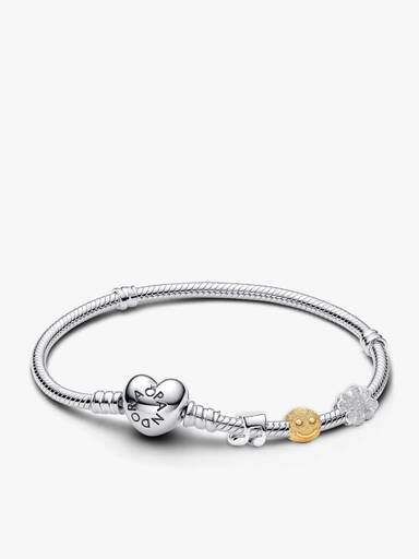 Coffret Cadeau Bracelet avec Charms Note de Musique, Visage Souriant et Trèfle