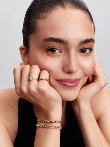 Bague Cœur Maille Cubaine Dorée