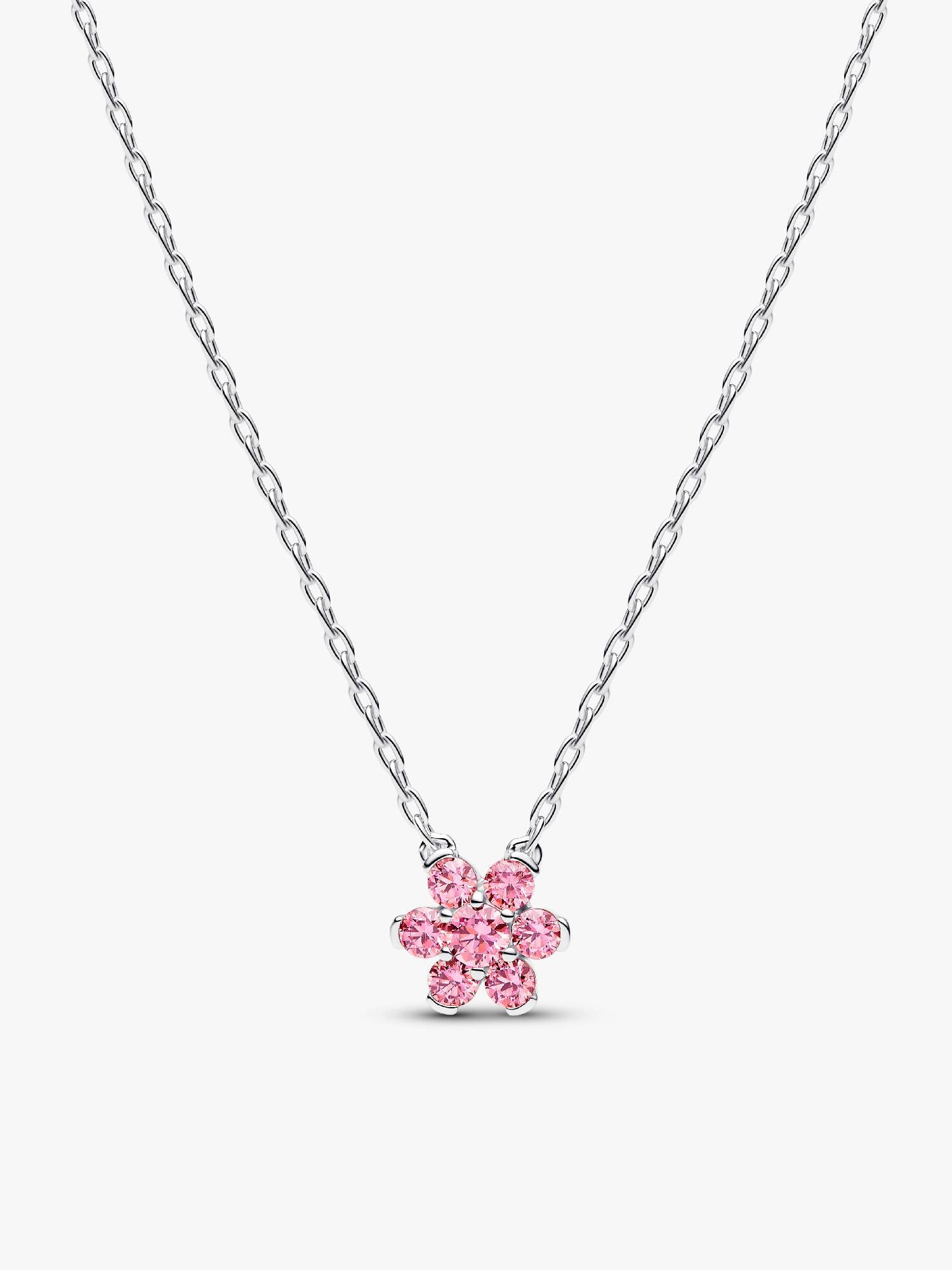 Collier à Pendentif Fleur Rose Scintillante