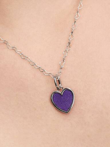 Charm Pendant Cœur Violet Gravable