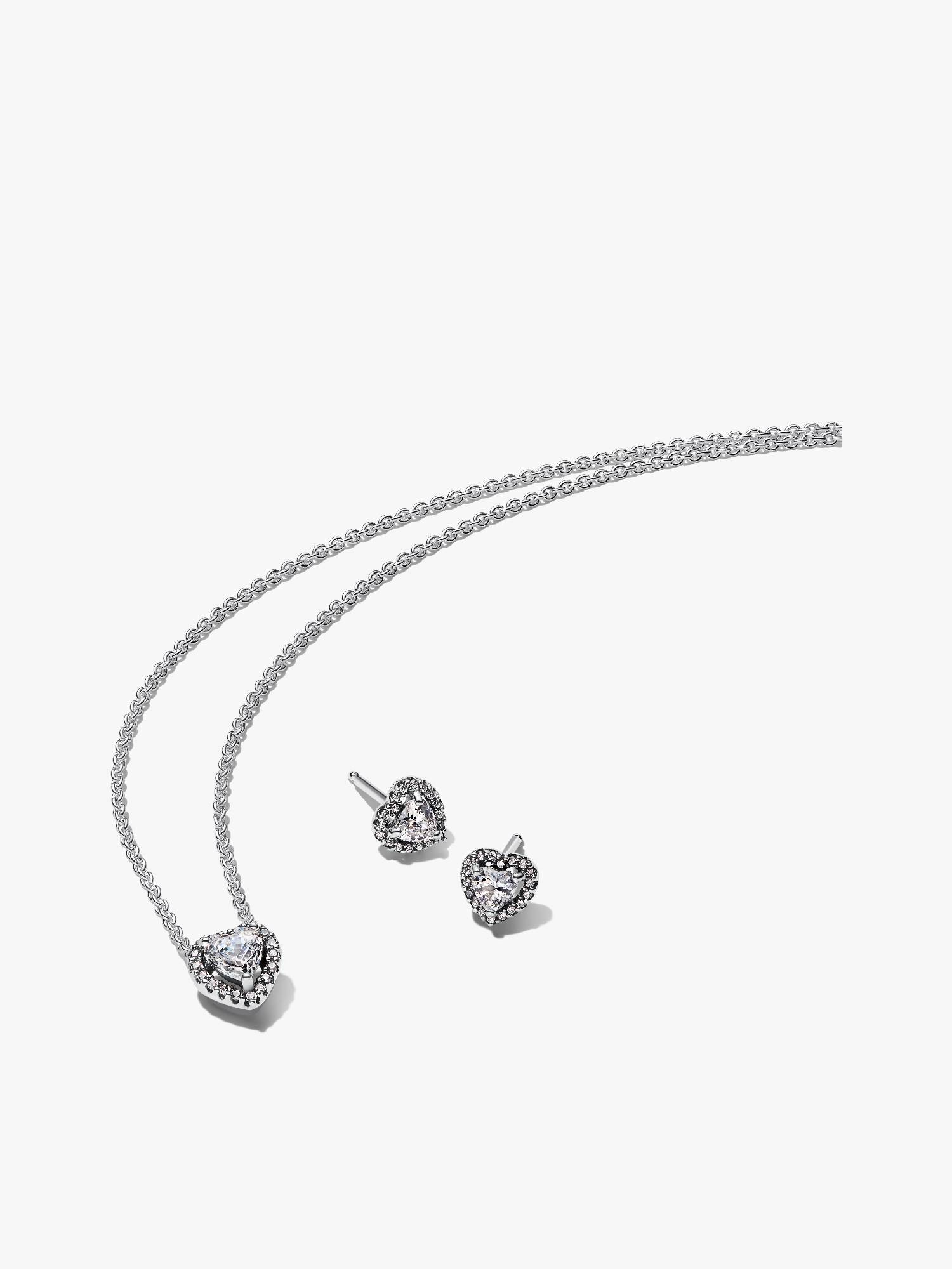 Parure Collier et Clous d'Oreilles Cœurs Surélevés