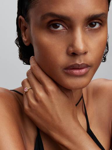Bague Cœur Rose Surélevé Dorée