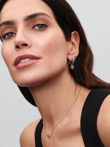 Collier Cœur Surélevé Rose