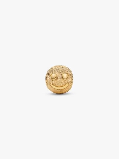 Mini Charm Visage Souriant Texturé Doré