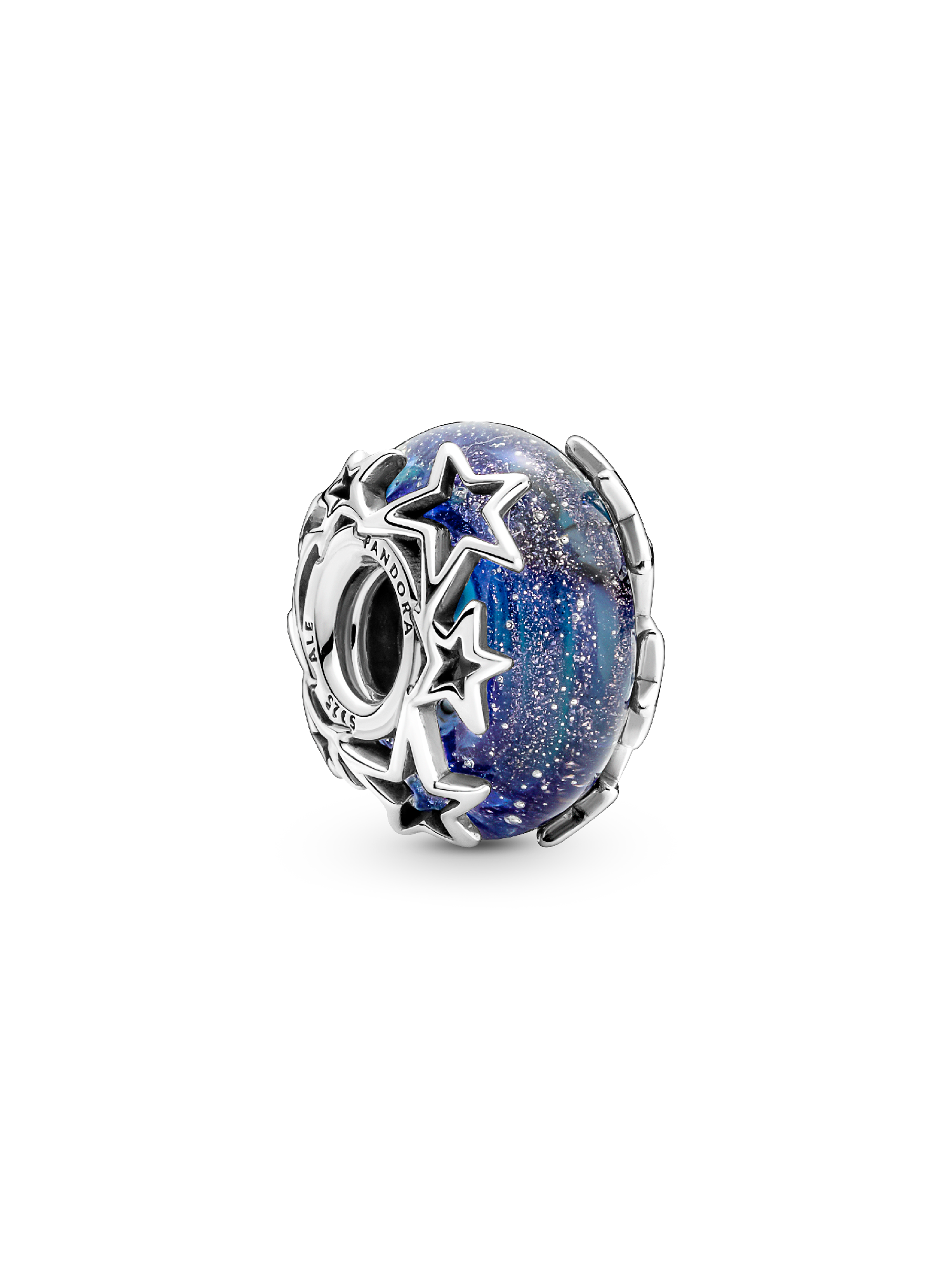 Charm en Verre de Murano Bleu Galaxie & Étoile