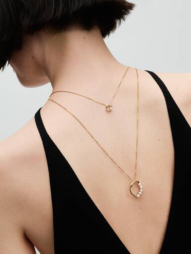 Collier Cercle Pavé de Forme Organique & Perle de Culture d'Eau Douce Traitée