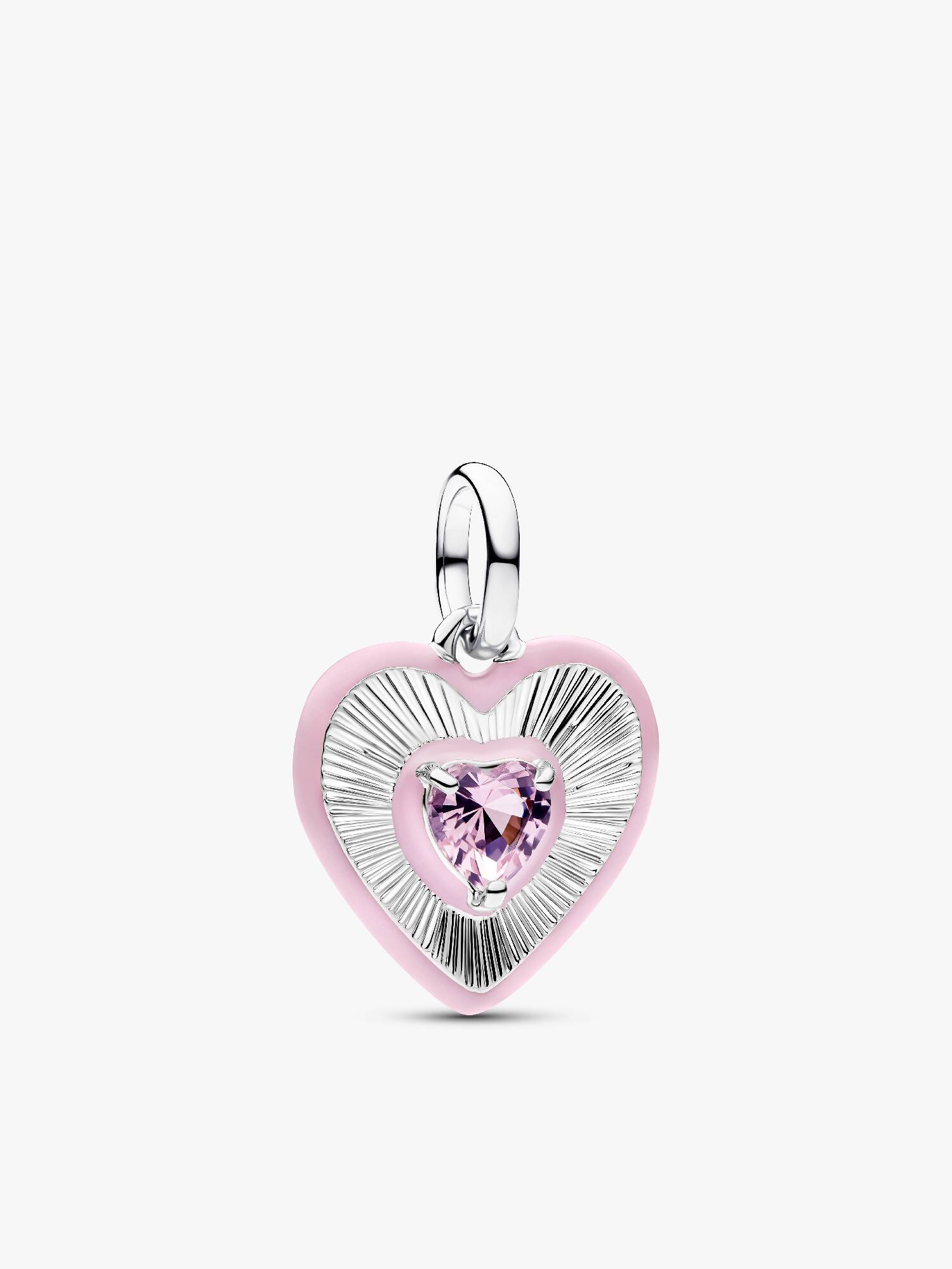 Charm Médaillon Cœur Rose Rayonnant