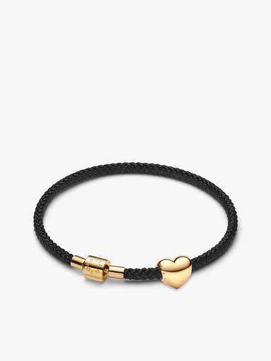 Coffret Cadeau Bracelet Cordon Noir avec Charm Gravable Cœur Be Love