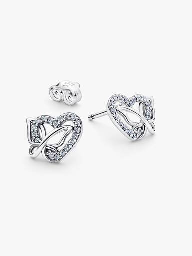 Clous d’Oreilles Cœur et Papillon Entrelacés