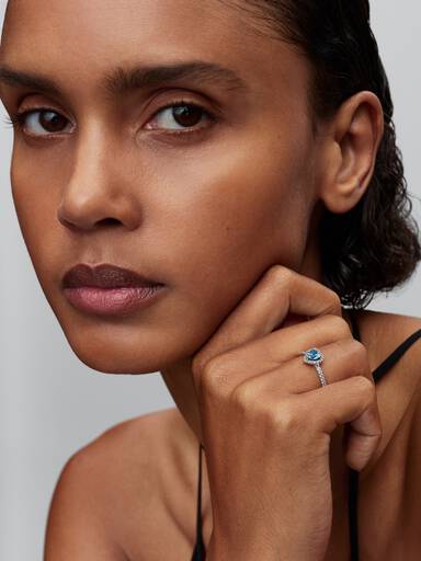 Bague Cœur Bleu Clair Surélevé
