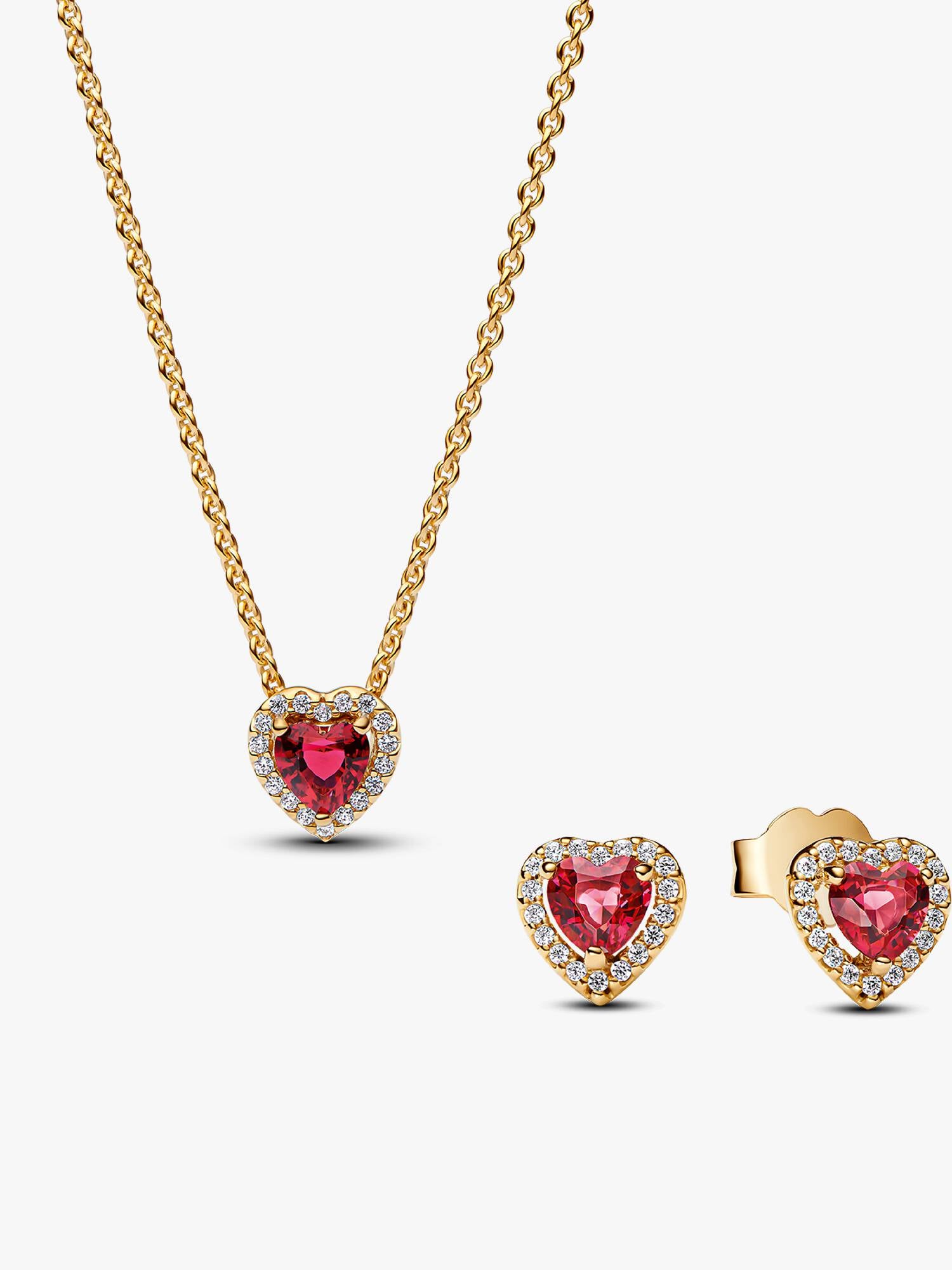 Coffret Cadeau Collier et Clous d’Oreilles Cœurs Surélevés