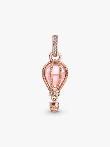 Charm Pendant Montgolfière Rose Scintillant