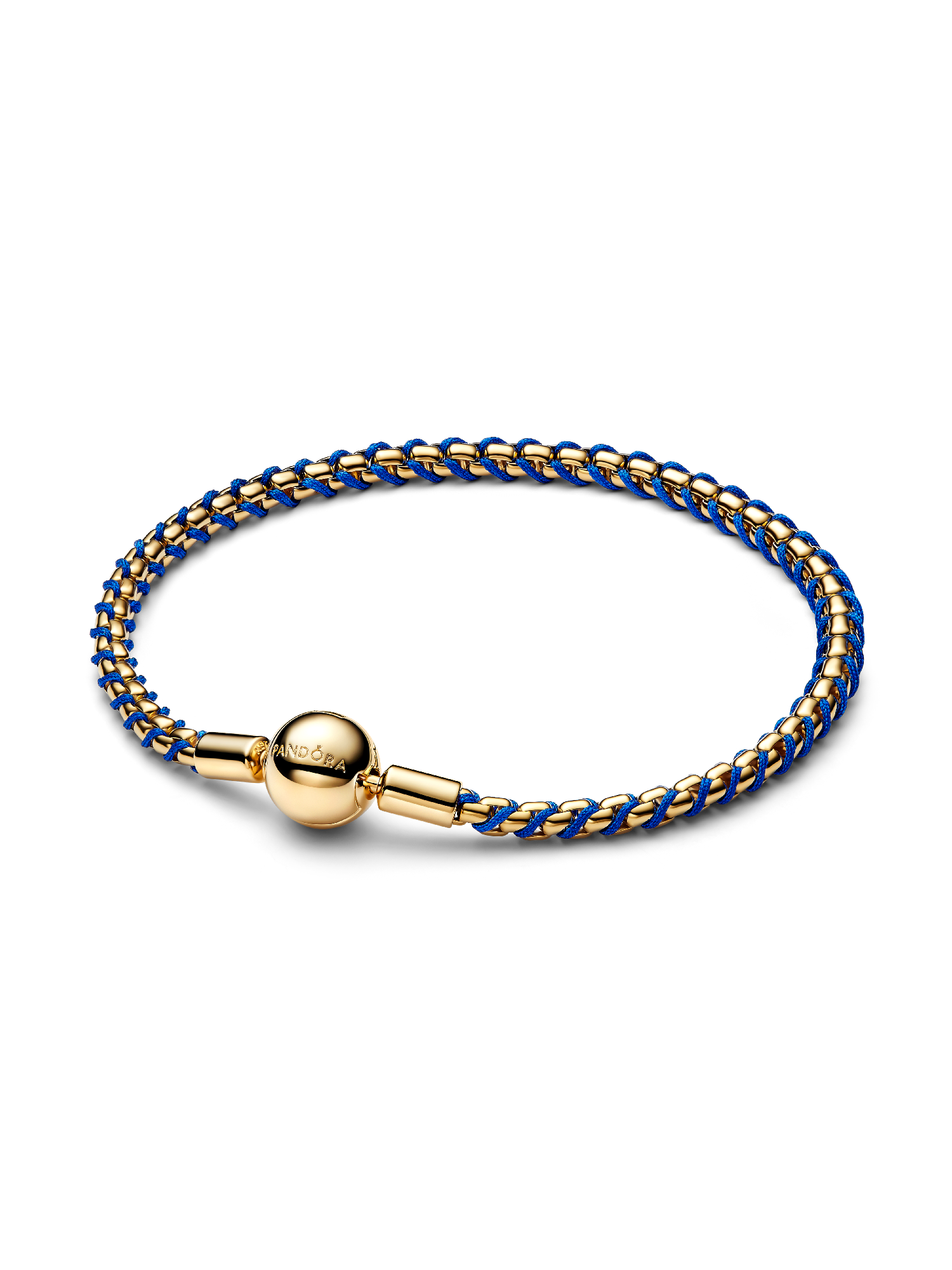 Bracelet Maille Vénitienne et Cordon Bleu Azur Doré