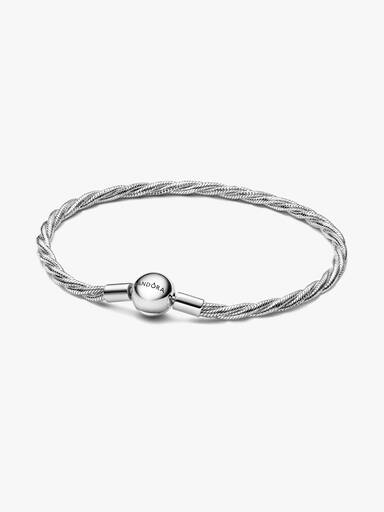 Bracelet Maille Serpent Torsadée Fermoir Pandora Rond