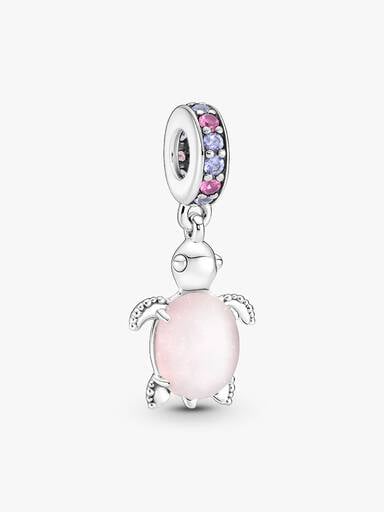 Charm Pendant Tortue de Mer Rose en Verre de Murano