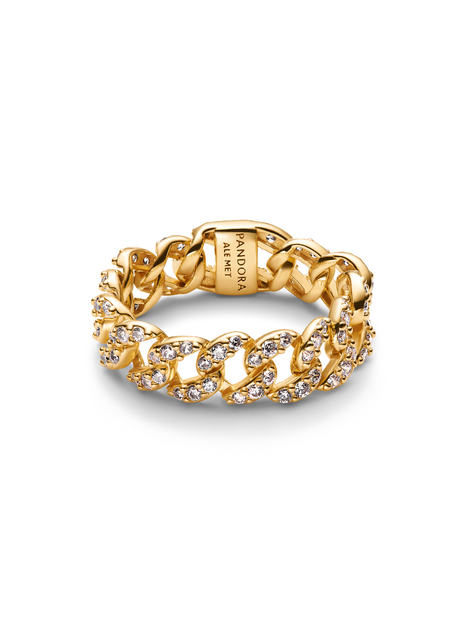 Bague Maille Cubaine Pavée