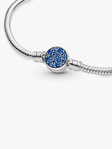Bracelet Maille Serpent Fermoir Disque Bleu Scintillant