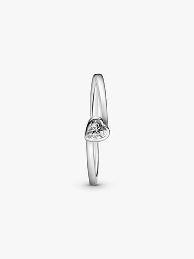 Bague Solitaire Cœur Incliné Incolore