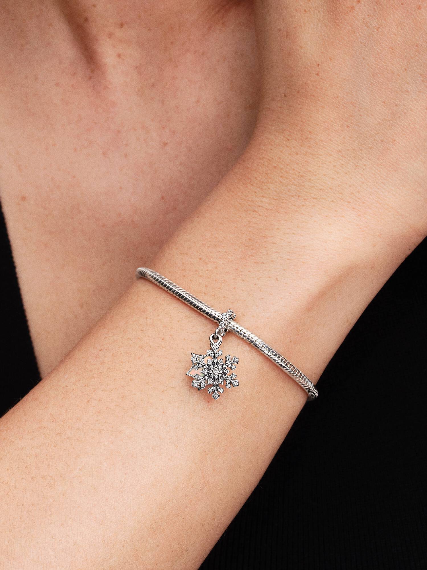 Charm Pendant Double Flocon de Neige Opalescent
