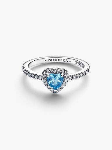 Bague Cœur Bleu Clair Surélevé
