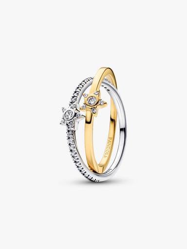 Bague Croisée Étoiles Scintillantes