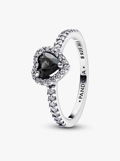 Bague Cœur Noir Surélevé