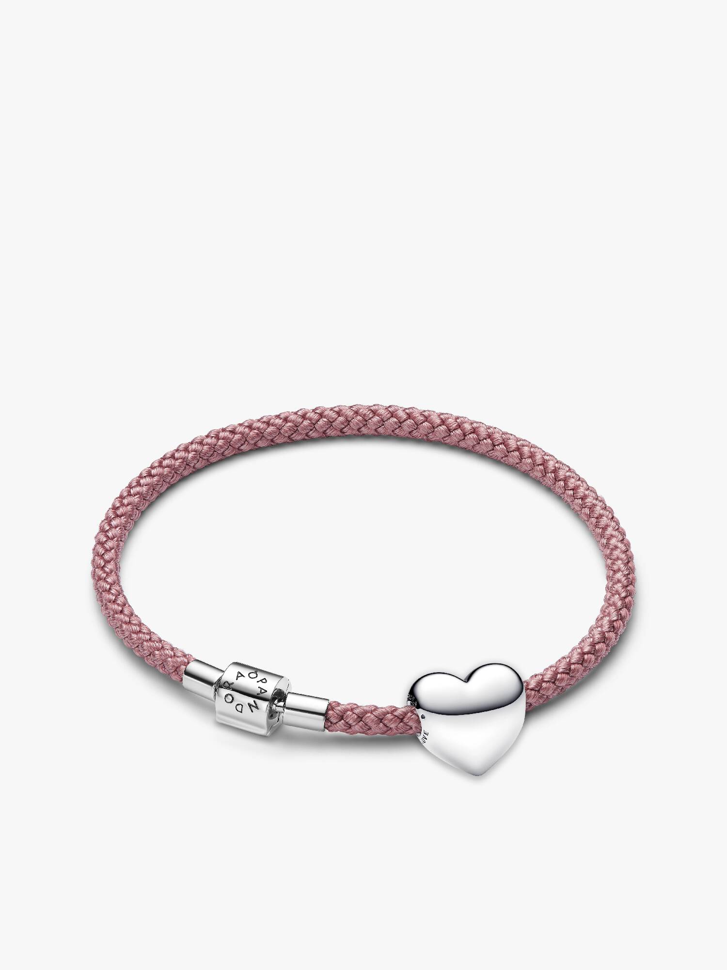 Coffret Cadeau Bracelet Cordon Rose avec Charm Gravable Grand Cœur Be Love