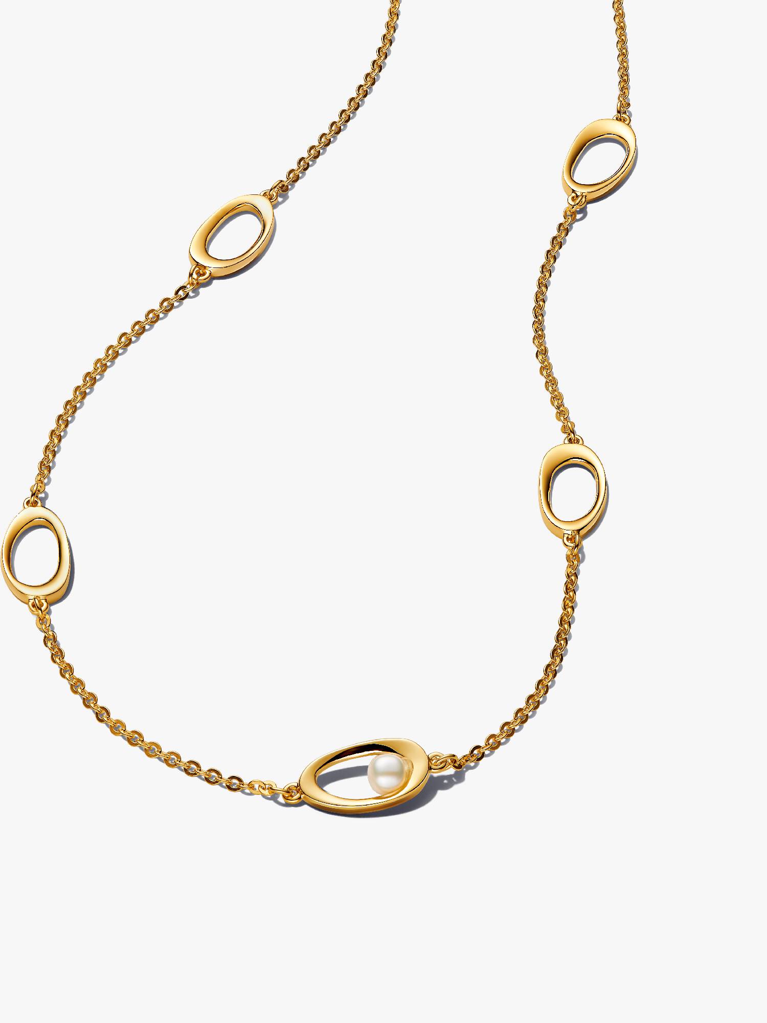 Collier Ovale de Forme Organique & Perle de Culture d'Eau Douce Traitée