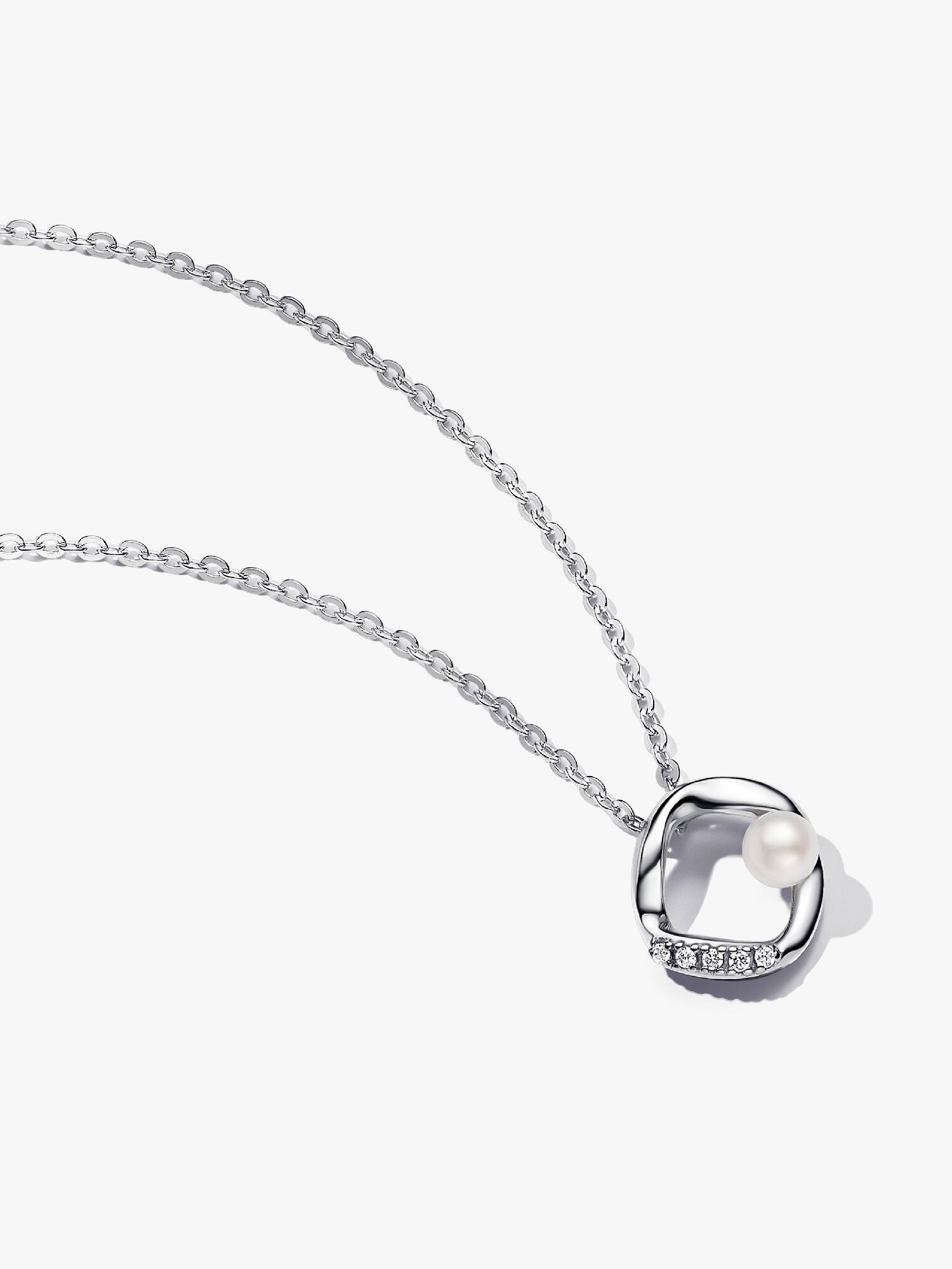 Collier Cercle Pavé de Forme Organique & Perle de Culture d'Eau Douce Traitée