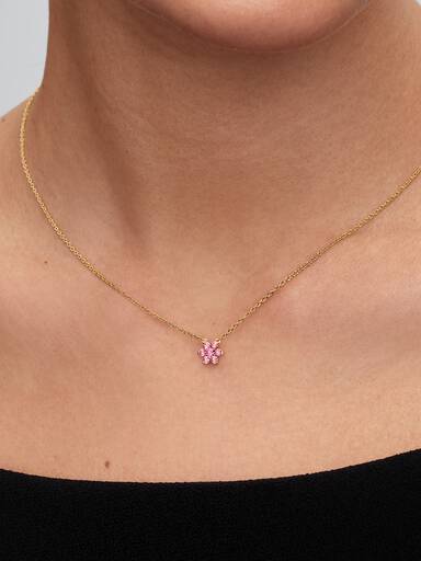 Collier à Pendentif Fleur Rose Scintillante