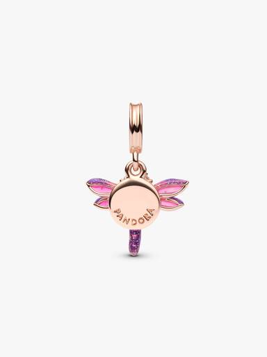 Charm Pendant Double Libellule Rose