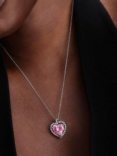 Collier Cœur Halo Rose