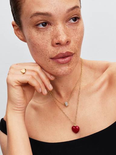 Charm Pendant Cœur Bombé Rouge