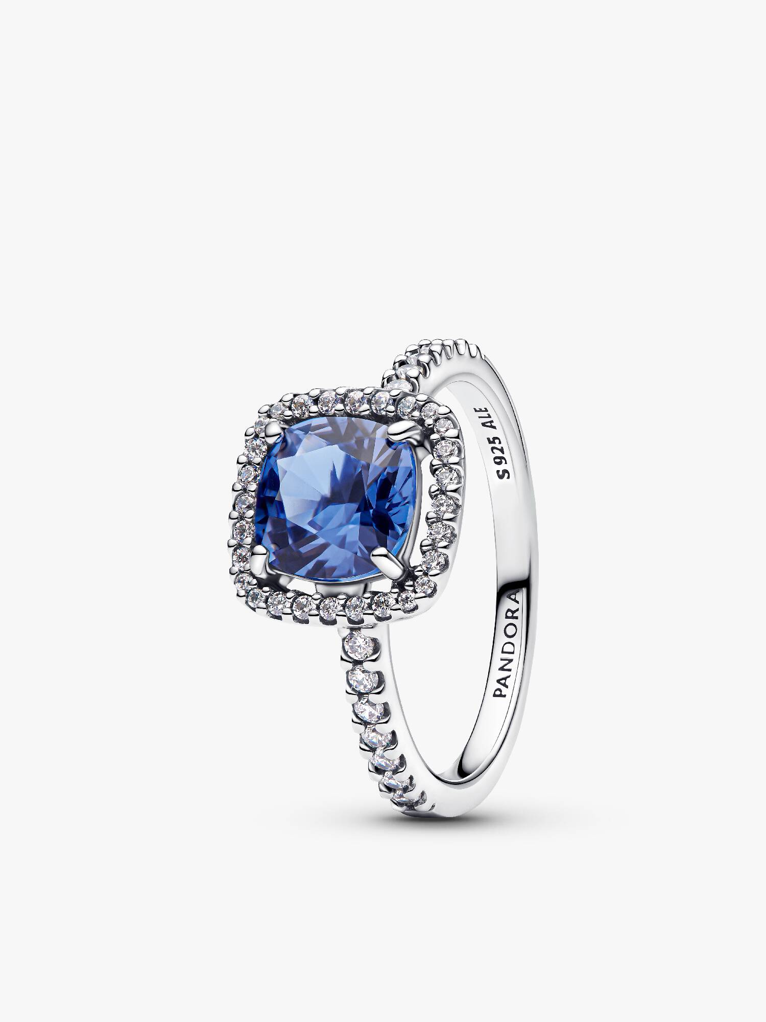 Bague Spectaculaire Halo Bleu Carré Scintillant